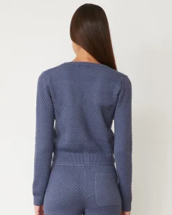 MONROW Softknit French Waffle Cardigan WASHEDBLUE Outlet